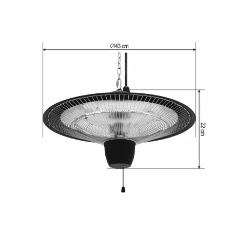 HOME FK262 karbonszálas kültéri fűtőtest, max. 1500 W, 2 fokozat, belógatható, IPX4, zsinórkapcsoló, kültéri kivitel