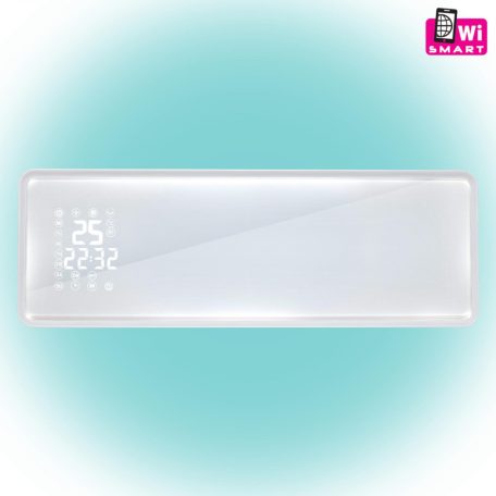 Home Smart fali ventilátoros fűtőtest üveg előlappal FKF 54203 Wifi-s okos LCD kijelzős fali fűtőtest, 2000W TUYA applikáció fali fűtőtest PTC
