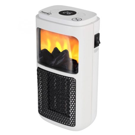 Home FKH 401 hordozható elektromos mini kerámia fűtőtest, 400W, elektronikus termosztát, lángeffekt, fehér