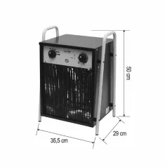   HOME FKI9 hordozható ventilátoros fűtőtest, max. 9000 W, 2 fokozat, termosztát, IPX4, dupla falú ház