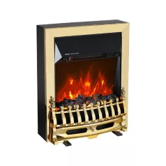   HOME FKK25G szabadon álló elektromos látványkandalló, max. 2000 W, LED lángeffekt, 2 fokozat, mechanikus vezérlés, arany díszítés