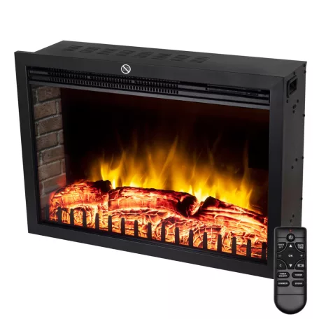 Home FKKI 04 Beépíthető elektromos látványkandalló, 1000W/2000W, Távirányító, LED, Fekete Beépíthető látványkandalló-betét