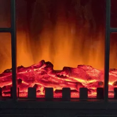   HOME Elektromos panorámás álló kandalló, 63 cm, 2 teljesítményfokozat, teljesítmény 1850 W, termosztát, ventilátor, LED lámpa, 230 V  Elektromos kandalló, panoráma, álló