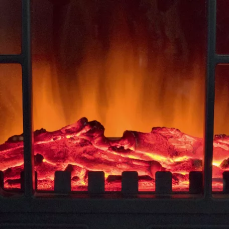 HOME Elektromos panorámás álló kandalló, 63 cm, 2 teljesítményfokozat, teljesítmény 1850 W, termosztát, ventilátor, LED lámpa, 230 V  Elektromos kandalló, panoráma, álló