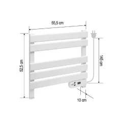   HOME FKTW150W fali elektromos törölközőszárító, 150 W, LED kijelző, IPX4, alumínium, fehér színű