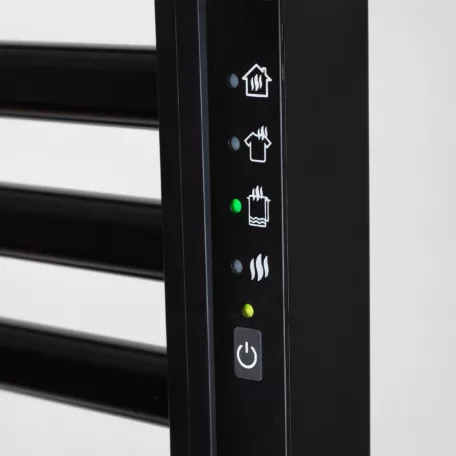 HOME FKTW345B fali elektromos törölközőszárító, 345 W, visszajelző LED, 4 program, IPX1, 2 zónás vezérlés, fekete színű