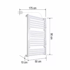   HOME FKTW345W fali elektromos törölközőszárító, 345 W, visszajelző LED, 4 program, IPX1, 2 zónás vezérlés, fehér színű