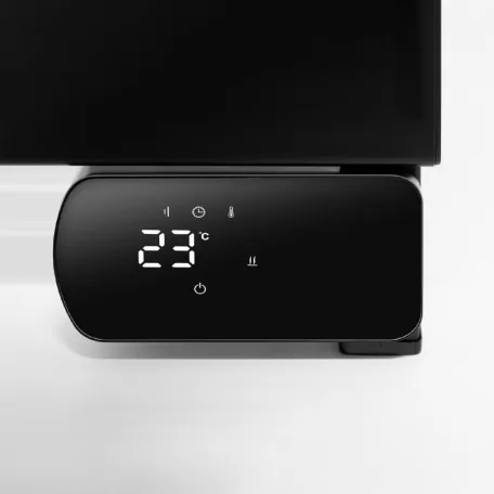 HOME FKTW450WIFI fali elektromos törölközőszárító, 450 W, IPX4, LED kijelző, SMART, fekete, TUYA app, alumínium, fekete színű