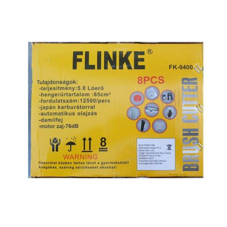 Flinke FK-9400 Benzines Fűkasza 5,8 LE 65ccm 8 részes új-s modell lakossági kivitel japán motoros bozótvágó