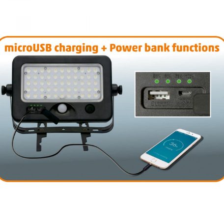 HOME Szolár paneles LED reflektor, mozgásérzékelős 10 W 1100 LM