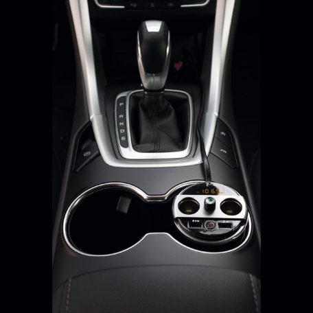 Autós multifunkciós töltő, FM, BT, 2xUSB, 2x12/24V