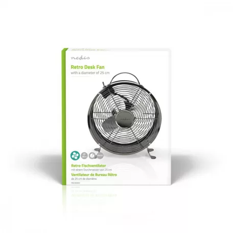 Asztali ventillátor | Hálózati Áramellátás | Átmérő: 250 mm | 20 W | 2-sebességes | Gun Metal Szürke