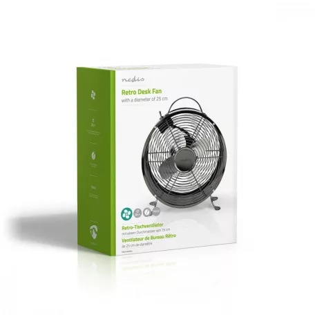Asztali ventillátor | Hálózati Áramellátás | Átmérő: 250 mm | 20 W | 2-sebességes | Gun Metal Szürke
