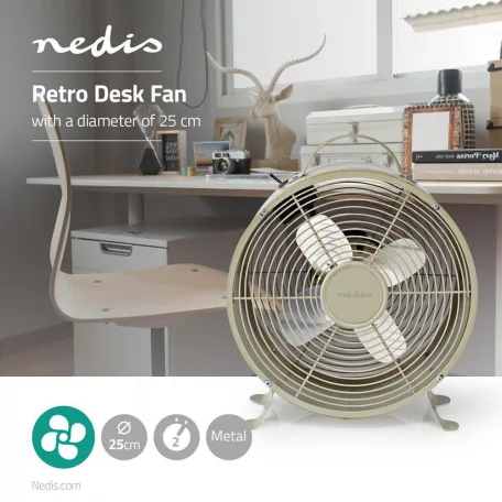 Asztali ventillátor | Hálózati Áramellátás | Átmérő: 250 mm | 20 W | 2-sebességes | Szürke