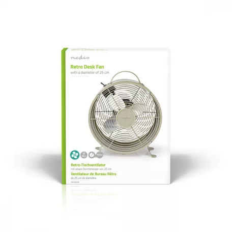 Asztali ventillátor | Hálózati Áramellátás | Átmérő: 250 mm | 20 W | 2-sebességes | Szürke