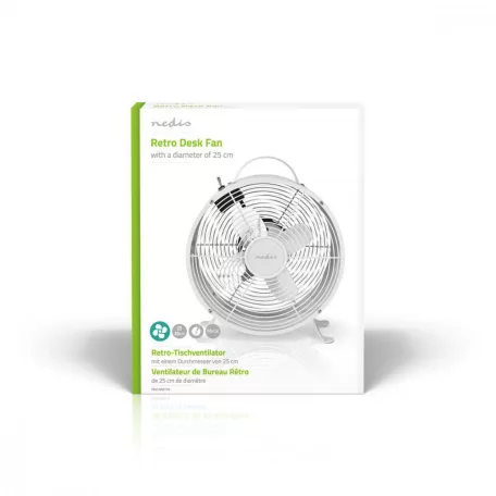 Asztali ventillátor | Hálózati Áramellátás | Átmérő: 250 mm | 20 W | 2-sebességes | Fehér