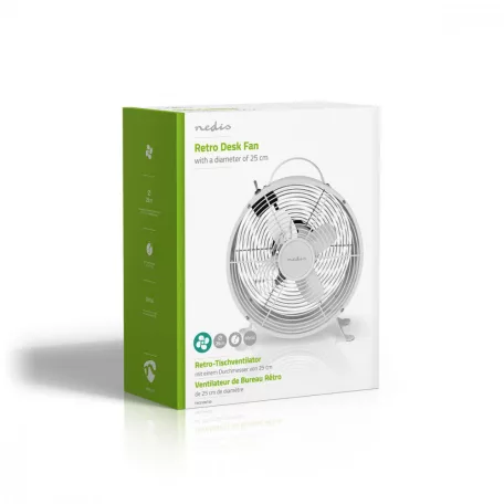 Asztali ventillátor | Hálózati Áramellátás | Átmérő: 250 mm | 20 W | 2-sebességes | Fehér