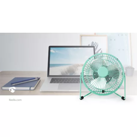 Asztali ventillátor | USB-áramellátású | Átmérő: 150 mm | 3 W | 1-sebességes | Türkizkék