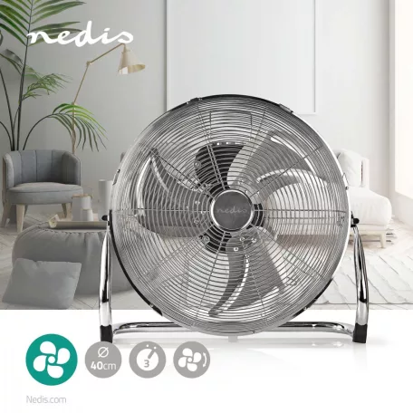 Nedis Padló Ventilátor | 400 mm | 3-sebességes | Dönthető | Fém extra erős fém lapátú padlóventilátor 40cm-s