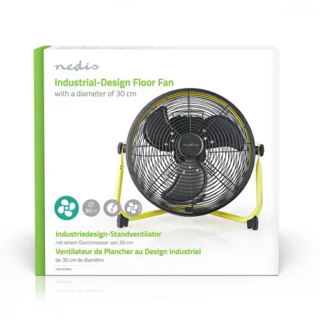 Padló Ventilátor | 300 mm | 3-sebességes | Dönthető | Fekete / Sárga