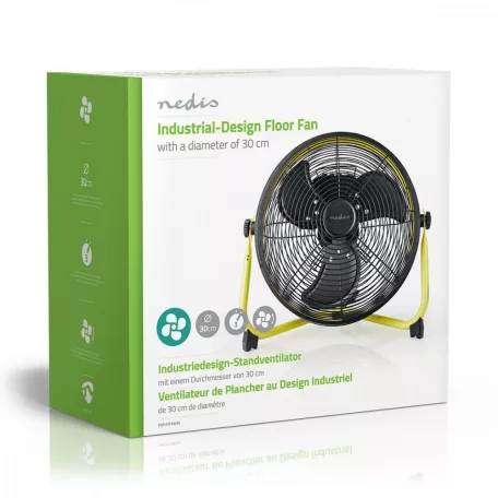 Padló Ventilátor | 300 mm | 3-sebességes | Dönthető | Fekete / Sárga