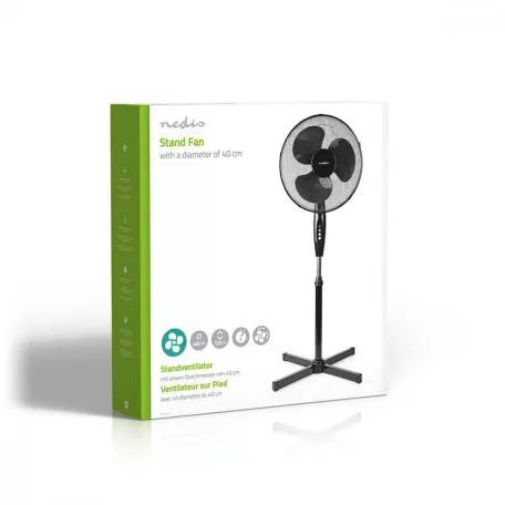 NEDIS Álló Ventilátor | Átmérő: 400 mm | 3-sebességes | Oszcilláló | 45 W | Állítható magasság | Fekete
