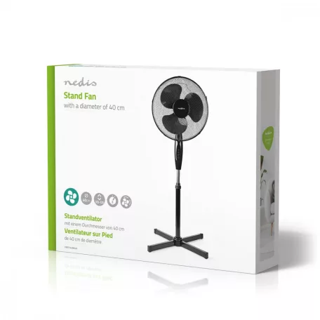 Álló Ventilátor | Átmérő: 400 mm | 3-sebességes | Oszcilláló | 45 W | Állítható magasság | Fekete