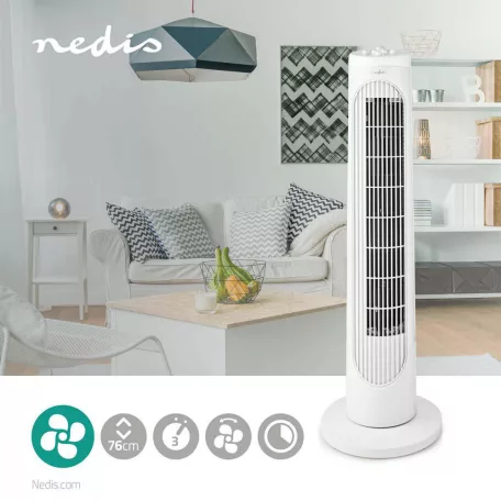 NEDIS OSZLOP ventilátorTower Fan | 3-sebességes | Oszcilláló | 50 W | Fehér toronyventilátor