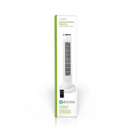 NEDIS torony ventilátor Tower Fan | 3-sebességes | Oszcilláló | 50 W | Távirányító | Fehér / Fekete oszlopventilátor