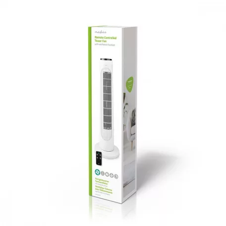 NEDIS torony ventilátor Tower Fan | 3-sebességes | Oszcilláló | 50 W | Távirányító | Fehér / Fekete oszlopventilátor