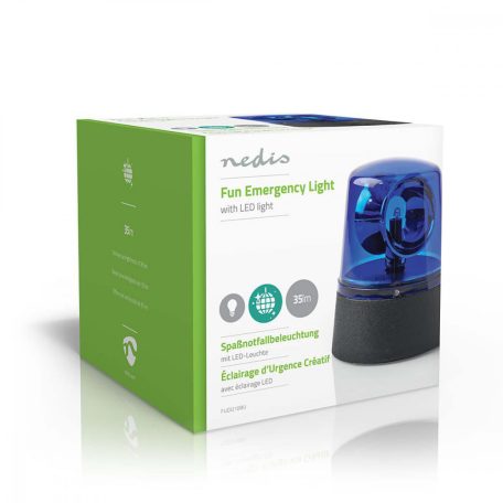 Fun Emergency LED | Elemes Áramellátás | 4.5 V DC | 0.4 W | 3x AA/LR6 | 9.2 cm | LED | LED-ek száma: 1 db. LED | Fény szín: Kék | Be / Ki | Műanyag | Fekete / Kék