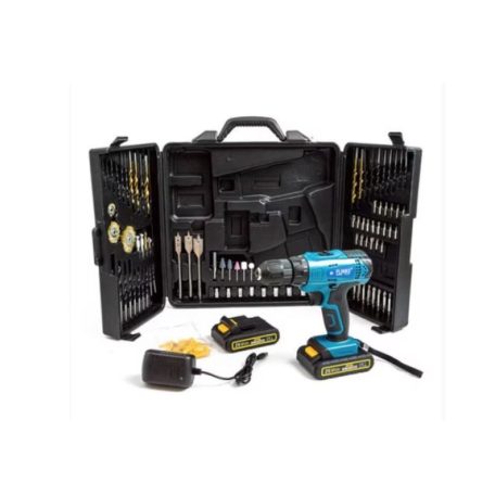 Flinke akkus fúró, csavarozó 25V 150 részes fúrógép kofferban (FK-8016) 2db akkumulátorral, töltővel és 150db kiegészítővel szerszámokkal