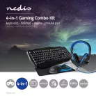 Gaming Combo Kit | 4-in-1 | Billentyűzet, fejhallgató, egér és egérpad | Fekete / Kék | QWERTY | ES Kiosztás