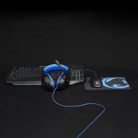 Gaming Combo Kit | 4-in-1 | Billentyűzet, fejhallgató, egér és egérpad | Fekete / Kék | QWERTY | ES Kiosztás