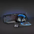 Gaming Combo Kit | 4-in-1 | Billentyűzet, fejhallgató, egér és egérpad | Fekete / Kék | QWERTY | US Kiosztás