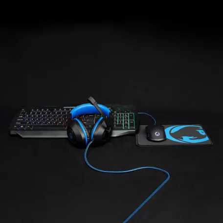 Gaming Combo Kit | 4-in-1 | Billentyűzet, fejhallgató, egér és egérpad | Fekete / Kék | QWERTY | US Kiosztás