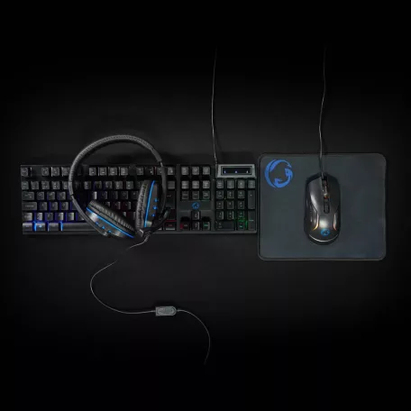 Gaming Combo Kit | 5-in-1 | Billentyűzet, fejhallgató, egér és egérpad | Fekete | QWERTY | ND Kiosztás