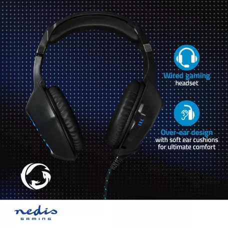 Gaming Headset | Teljes Fület Befedő Kialakítás | Stereo | USB Type-A / 2x 3.5 mm | Felhajtható Mikrofon | 2.20 m | LED