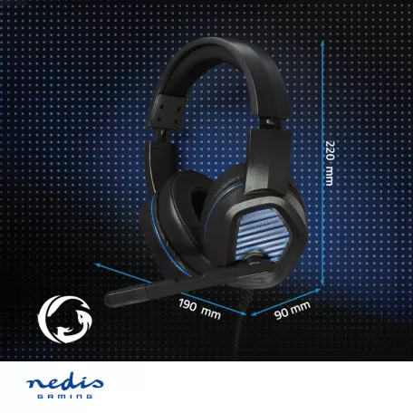 Gaming Headset | Teljes Fület Befedő Kialakítás | Surround | USB Type-A | Felhajtható Mikrofon | 2.10 m | LED