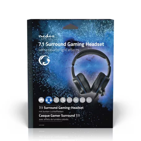 Gaming Headset | Teljes Fület Befedő Kialakítás | Surround | USB Type-A | Felhajtható Mikrofon | 2.10 m | LED