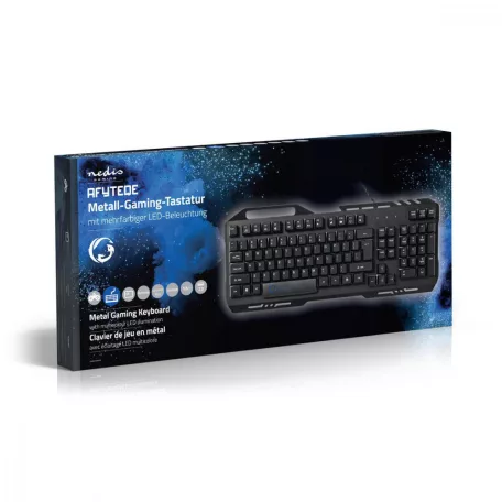 Vezetékes Gaming Keyboard | USB 2.0 | Fóliabillentyûzet | LED | Német | DE Kiosztás | USB-áramellátású | Csatlakozó kábel hossza: 1.50 m | Szerencsejáték
