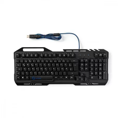 Vezetékes Gaming Keyboard | USB 2.0 | Fóliabillentyûzet | LED | Német | DE Kiosztás | USB-áramellátású | Csatlakozó kábel hossza: 1.50 m | Szerencsejáték