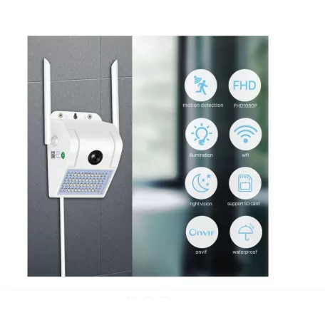 GLO D6 Smart 1080P Kültéri Wifi IP Biztonsági Kamera És Kültéri Lámpa IP66 Full HD p2p hangátvitel komplett megfigyelő kamera 8811