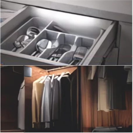 HOME GLS7 nyitásérzékelős bútorlámpa, 7db hidegfehér SMD LED, automatikus kapcsolás, közelítés érzékelő, elemes tápellátás