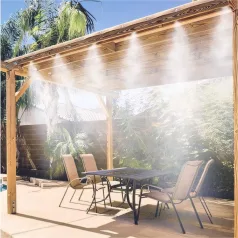   HOME GMS12 kerti párásító-permetező-öntöző készlet, 12 m vágható cső, 15 réz permetezőfej, adapter gyorscsatlakozóval