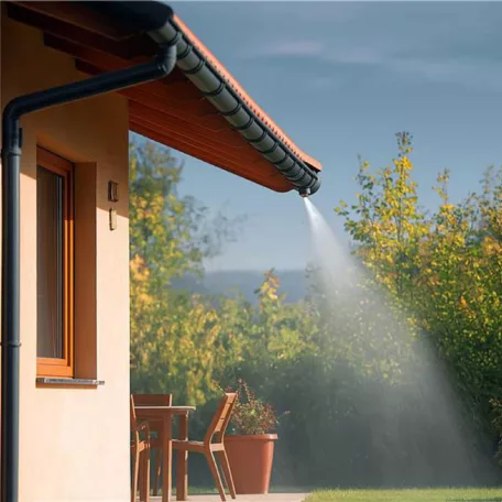 HOME GMS12 kerti párásító-permetező-öntöző készlet, 12 m vágható cső, 15 réz permetezőfej, adapter gyorscsatlakozóval