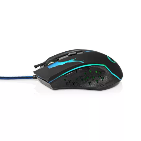 Gaming Mouse | Vezetékes | 1200 / 1800 / 2400 / 3600 dpi | Állítható DPI | Gombok száma: 6 | Programozható gombok | Jobbkezes | 1.50 m | LED