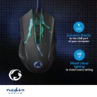 Gaming Mouse | Vezetékes | 1200 / 1800 / 2400 / 3600 dpi | Állítható DPI | Gombok száma: 6 | Programozható gombok | Jobbkezes | 1.50 m | LED