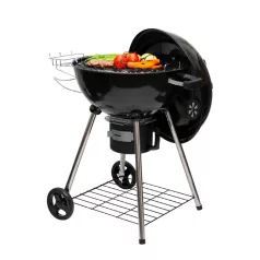   Home GR03 fedeles gömbgrill, faszén, faszénbrikett, zománcozott acél tűztér és fedél, krómozott acél rostély, galvanizált acél széntartó, 76 cm rostélymagasság a talajtól