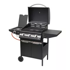   Home GRG01 gázgrill, 3 főégővel, 1 oldalégővel, 3,2 kW teljesítmény égőnként, nyomásszabályozó készlettel